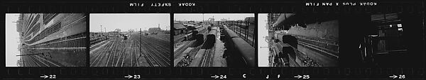 [854 Views of Container Corporation and Bethelehem Steel Industrial Architecture, Chicago Rail Yards, Architecture and Street Scenes, Galena Train Depot and Baggage Wagons, Pittsburgh and Pennsylvania Towns], Walker Evans (American, St. Louis, Missouri 1903–1975 New Haven, Connecticut), Film negative