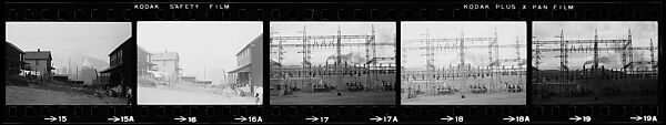 [854 Views of Container Corporation and Bethelehem Steel Industrial Architecture, Chicago Rail Yards, Architecture and Street Scenes, Galena Train Depot and Baggage Wagons, Pittsburgh and Pennsylvania Towns], Walker Evans (American, St. Louis, Missouri 1903–1975 New Haven, Connecticut), Film negative