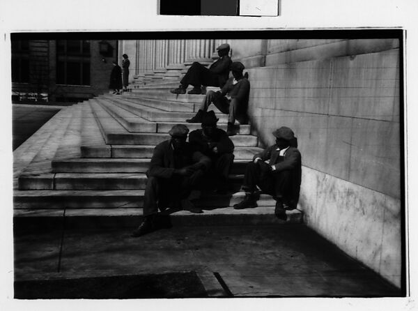 [Two 35mm Film Frames: Men Seated on Steps of Public Building, Southeastern U.S.], Walker Evans (American, St. Louis, Missouri 1903–1975 New Haven, Connecticut), Film negative
