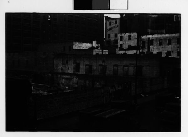 [Two 35mm Film Frames: Buildings and Bridge Lined with Movie Posters, Two Women in Berets on Street, New York City], Walker Evans (American, St. Louis, Missouri 1903–1975 New Haven, Connecticut), Film negative 