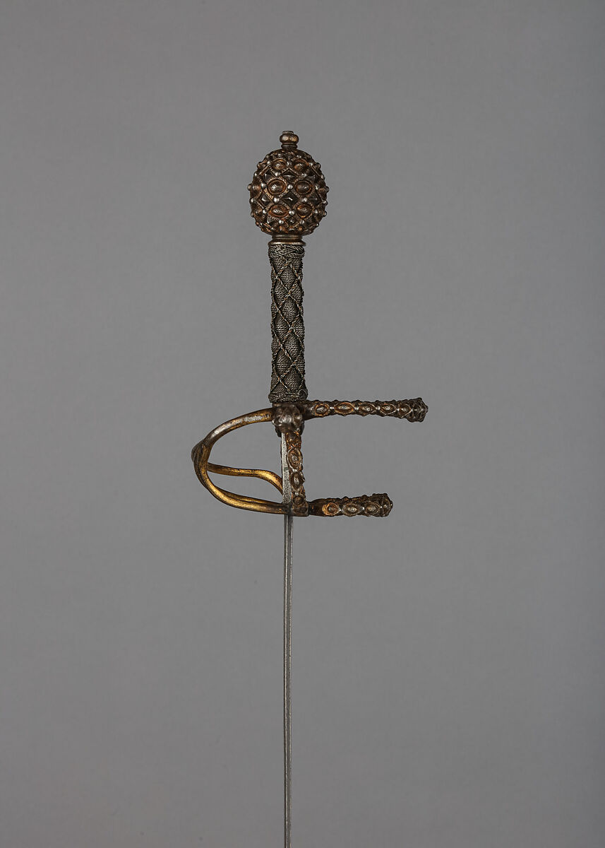 Rapier, Steel, gold, iron, wood, Italian
