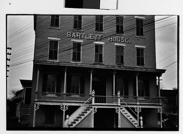 [Three 35mm Film Frames: "Bartlett House" Hotel Façade Detail, Ghent, New York; Brick Greek Revival House, Claverack, New York; Oblique View of Brick House From Road, Claverack, New York], Walker Evans (American, St. Louis, Missouri 1903–1975 New Haven, Connecticut), Film negative 