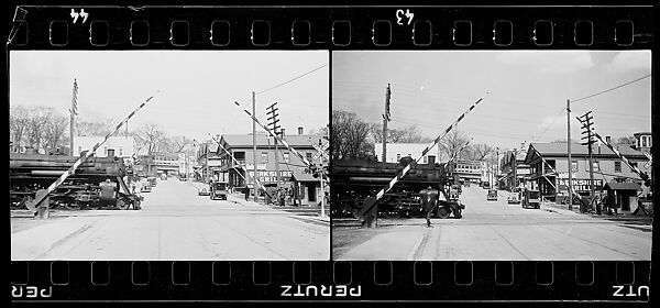 [Two 35mm Film Frames: Railroad Crossing on Main Street, Millerton, New York], Walker Evans (American, St. Louis, Missouri 1903–1975 New Haven, Connecticut), Film negative