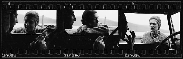 [Three 35mm Film Frames: Beatrice Jacoby Talking to Man Through Window of Parked Car, Probably Vicinity Millerton, New York], Walker Evans (American, St. Louis, Missouri 1903–1975 New Haven, Connecticut), Film negative