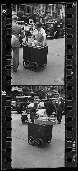 [Two 35mm Film Frames: Housegoods Vendor and Cart on Fourteenth Street, New York City], Walker Evans (American, St. Louis, Missouri 1903–1975 New Haven, Connecticut), Film negative