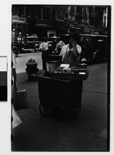 [Two 35mm Film Frames: Housegoods Vendor and Cart on Fourteenth Street, New York City], Walker Evans (American, St. Louis, Missouri 1903–1975 New Haven, Connecticut), Film negative 