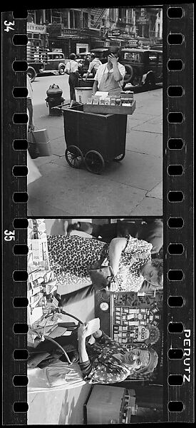 [Two 35mm Film Frames: Housegoods Vendor and Cart on Fourteenth Street, New York City], Walker Evans (American, St. Louis, Missouri 1903–1975 New Haven, Connecticut), Film negative