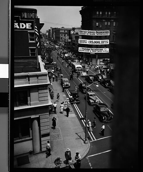[56 Views of Bridgeport, Connecticut, Including: Main Street, Factory Workers, Shoppers, Sikorsky Parking Lot, and 4th of July Parade, Commissioned by Fortune Magazine for "In Bridgeport's War Factories", Published September 1941], Walker Evans (American, St. Louis, Missouri 1903–1975 New Haven, Connecticut), Film negative