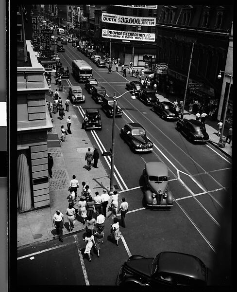 [56 Views of Bridgeport, Connecticut, Including: Main Street, Factory Workers, Shoppers, Sikorsky Parking Lot, and 4th of July Parade, Commissioned by Fortune Magazine for "In Bridgeport's War Factories", Published September 1941], Walker Evans (American, St. Louis, Missouri 1903–1975 New Haven, Connecticut), Film negative