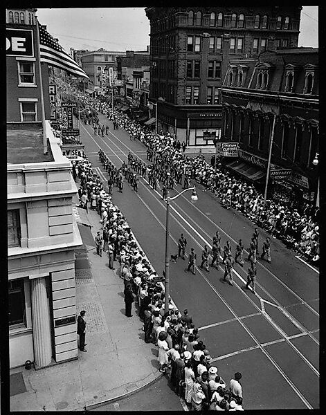 [56 Views of Bridgeport, Connecticut, Including: Main Street, Factory Workers, Shoppers, Sikorsky Parking Lot, and 4th of July Parade, Commissioned by Fortune Magazine for "In Bridgeport's War Factories", Published September 1941], Walker Evans (American, St. Louis, Missouri 1903–1975 New Haven, Connecticut), Film negative