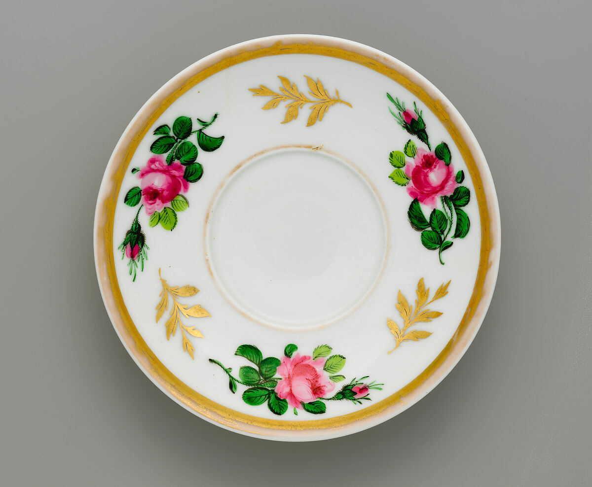 Cup and Saucer, Tucker Factory (American, 1826–1838), Porcelain, American