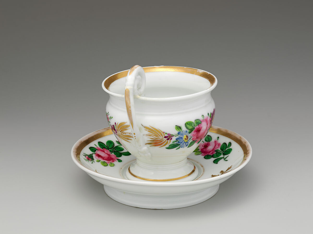 Cup and Saucer, Tucker Factory (American, 1826–1838), Porcelain, American