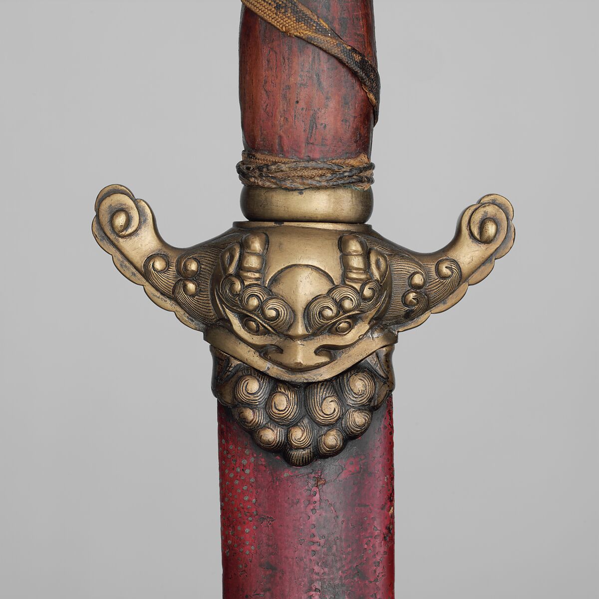 Sword with Scabbard, Steel, wood, bronze, gold, silver, iron, pigment, textile, Korean