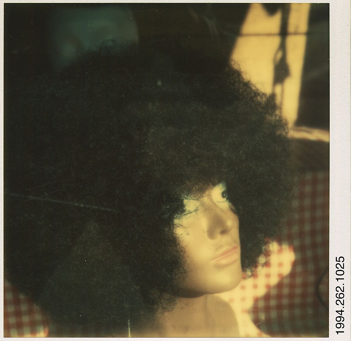 [Head of Mannequin: Afro Wig], Walker Evans (American, St. Louis, Missouri 1903–1975 New Haven, Connecticut), Instant internal dye diffusion transfer print (Polaroid SX-70) 