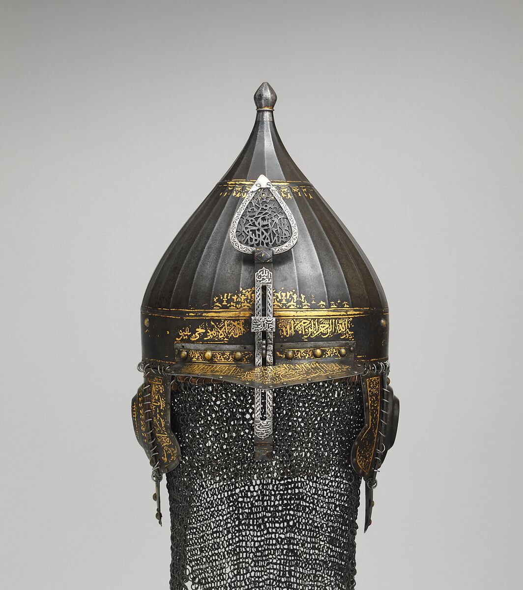 Helmet, Steel, iron, gold, silver, copper alloy, Turkish, probably Istanbul