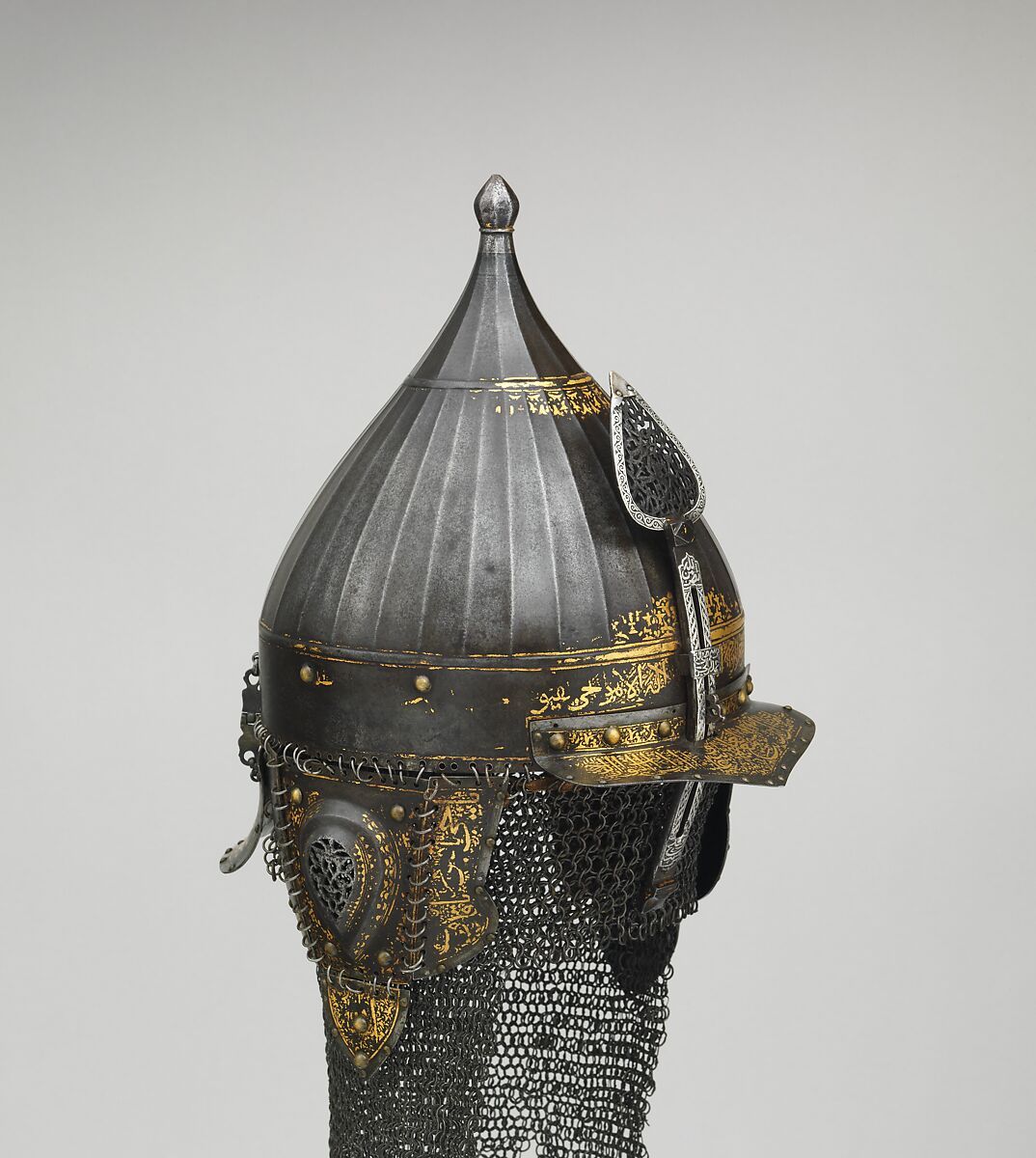 Helmet, Steel, iron, gold, silver, copper alloy, Turkish, probably Istanbul