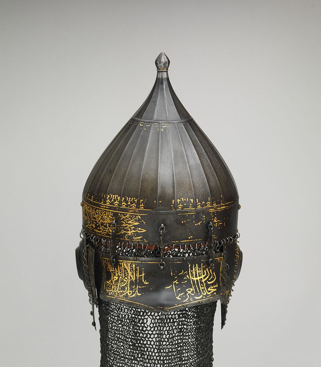 Helmet, Steel, iron, gold, silver, copper alloy, Turkish, probably Istanbul