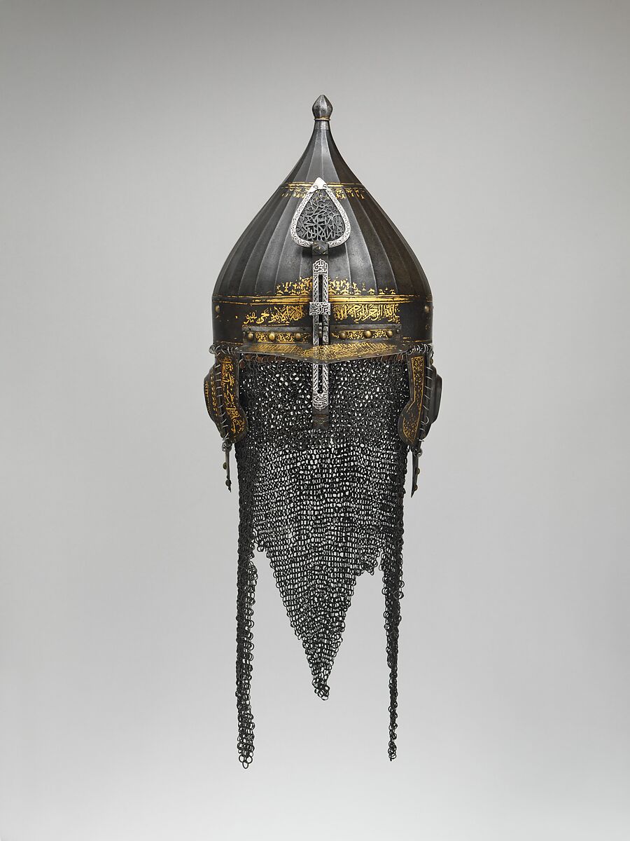 Helmet, Steel, iron, gold, silver, copper alloy, Turkish, probably Istanbul
