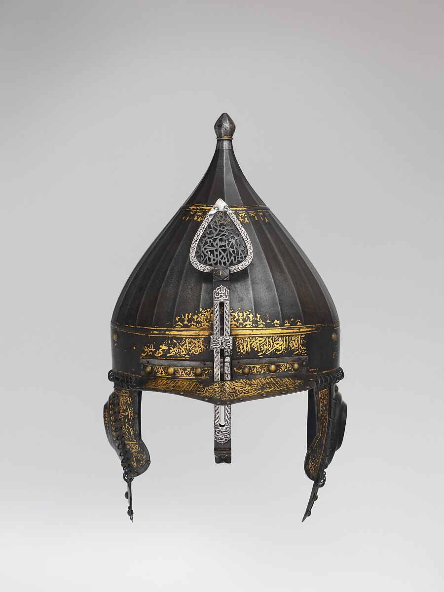 Helmet, Steel, iron, gold, silver, copper alloy, Turkish, probably Istanbul