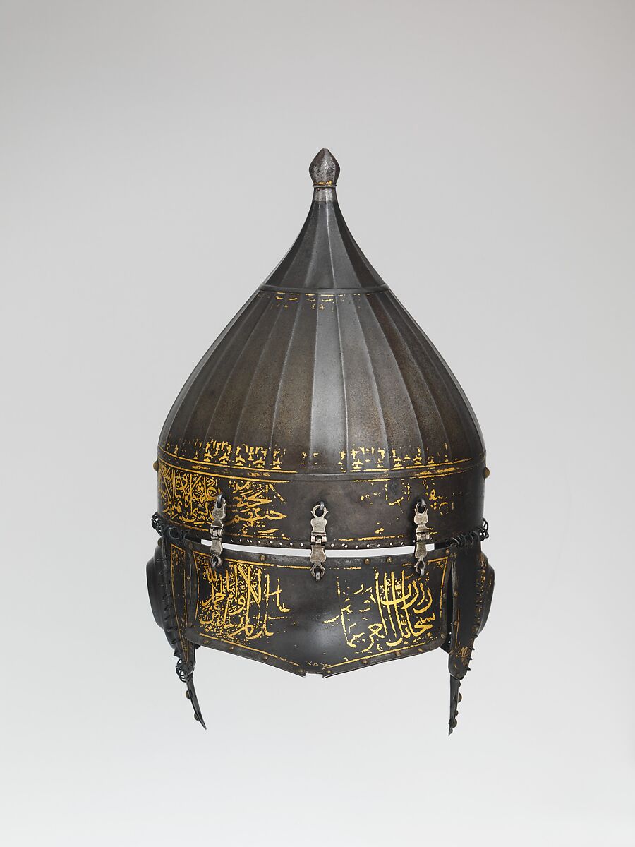 Helmet, Steel, iron, gold, silver, copper alloy, Turkish, probably Istanbul