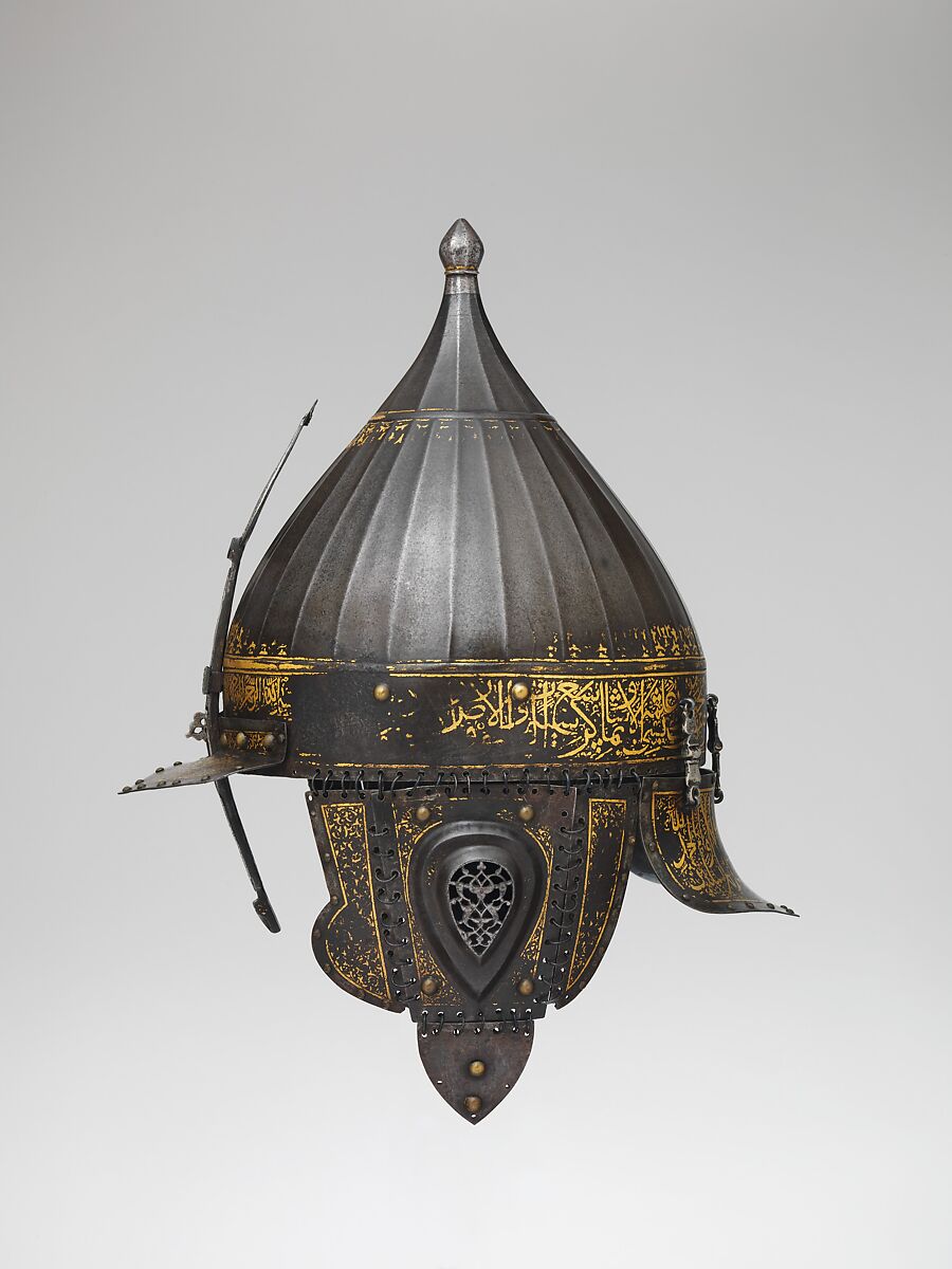 Helmet, Steel, iron, gold, silver, copper alloy, Turkish, probably Istanbul