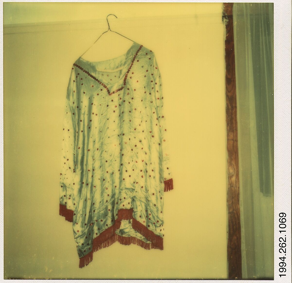 [Polkadot Dress in Carla Steiger's Room, Oberlin, Ohio], Walker Evans (American, St. Louis, Missouri 1903–1975 New Haven, Connecticut), Instant internal dye diffusion transfer print (Polaroid SX-70) 