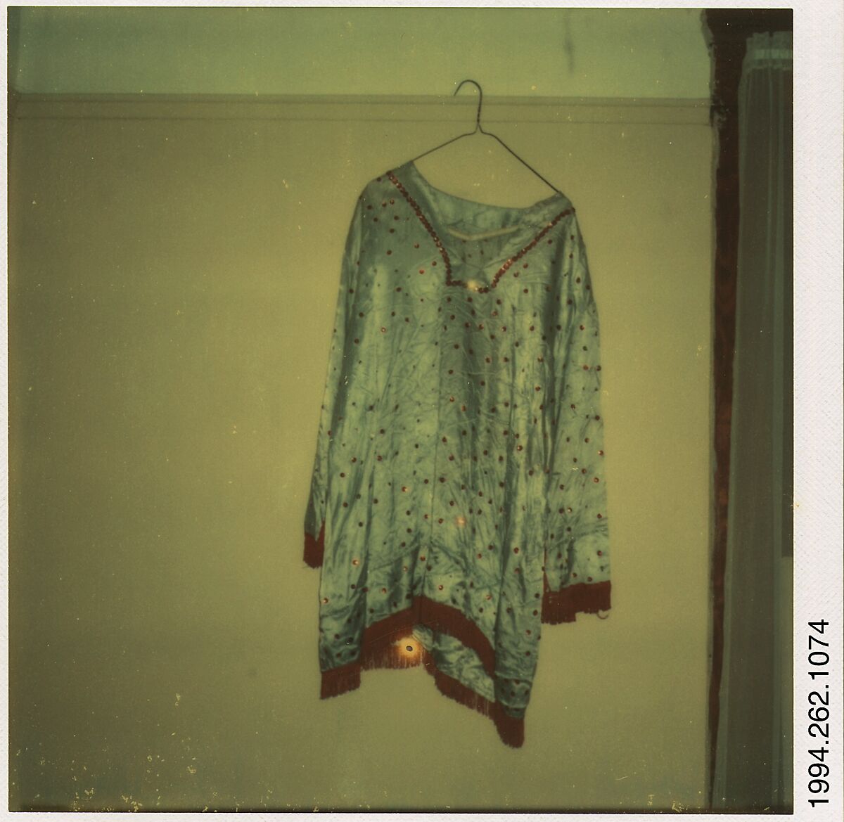 [Polkadot Dress in Carla Steiger's Room, Oberlin, Ohio], Walker Evans (American, St. Louis, Missouri 1903–1975 New Haven, Connecticut), Instant internal dye diffusion transfer print (Polaroid SX-70) 