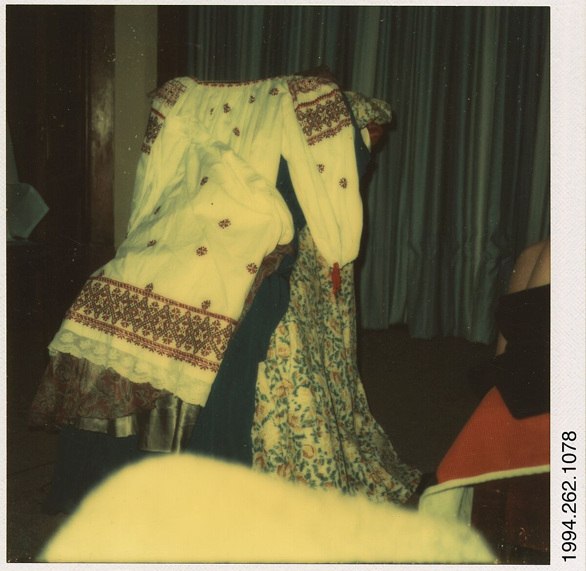 [Print Dress Draped on Armchair], Walker Evans (American, St. Louis, Missouri 1903–1975 New Haven, Connecticut), Instant internal dye diffusion transfer print (Polaroid SX-70) 
