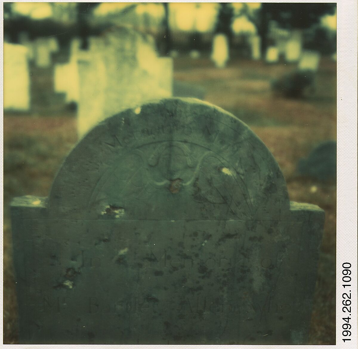 [Gravestone, Martha's Vineyard, Massachusetts], Walker Evans (American, St. Louis, Missouri 1903–1975 New Haven, Connecticut), Instant internal dye diffusion transfer print (Polaroid SX-70) 
