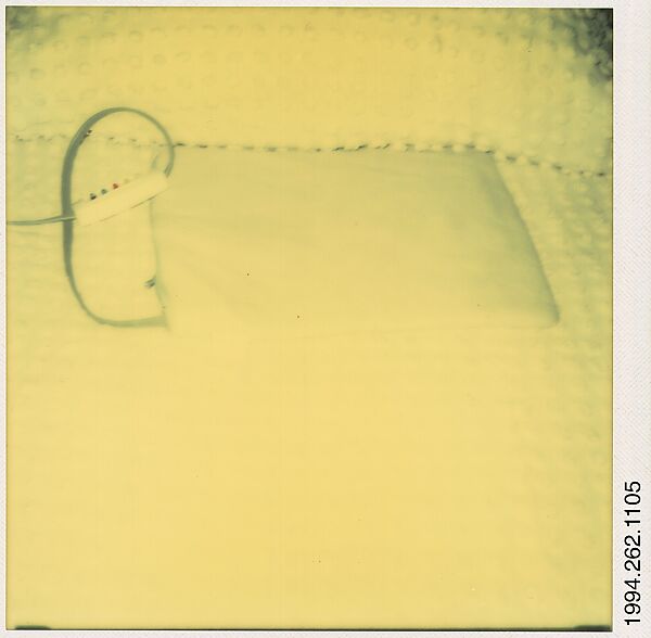 [Heating Pad on Bed], Walker Evans (American, St. Louis, Missouri 1903–1975 New Haven, Connecticut), Instant internal dye diffusion transfer print (Polaroid SX-70) 