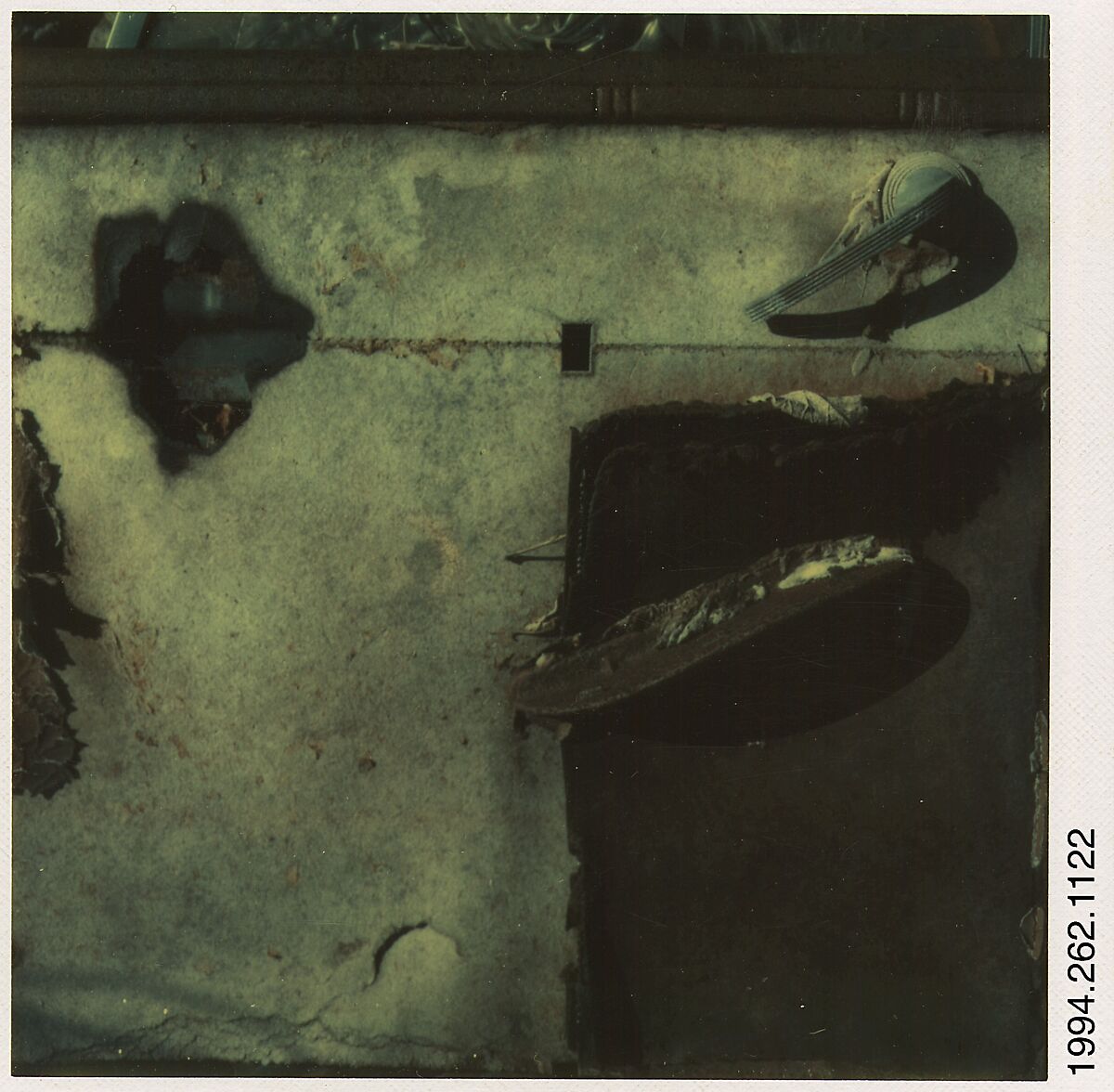 [Auto Junkyard, Old Lyme, Connecticut: Door], Walker Evans (American, St. Louis, Missouri 1903–1975 New Haven, Connecticut), Instant internal dye diffusion transfer print (Polaroid SX-70) 