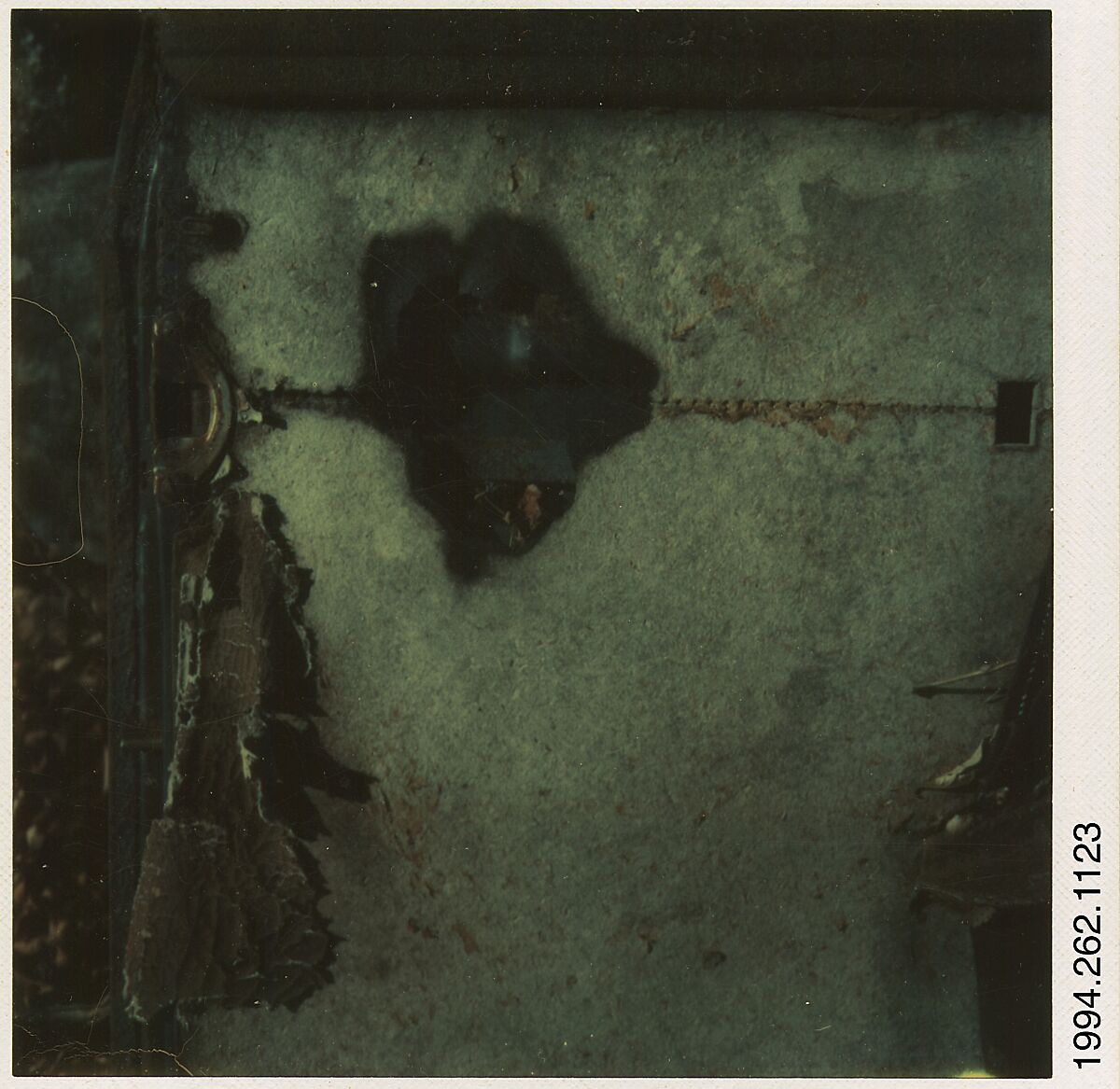 [Auto Junkyard, Old Lyme, Connecticut: Door], Walker Evans (American, St. Louis, Missouri 1903–1975 New Haven, Connecticut), Instant internal dye diffusion transfer print (Polaroid SX-70) 
