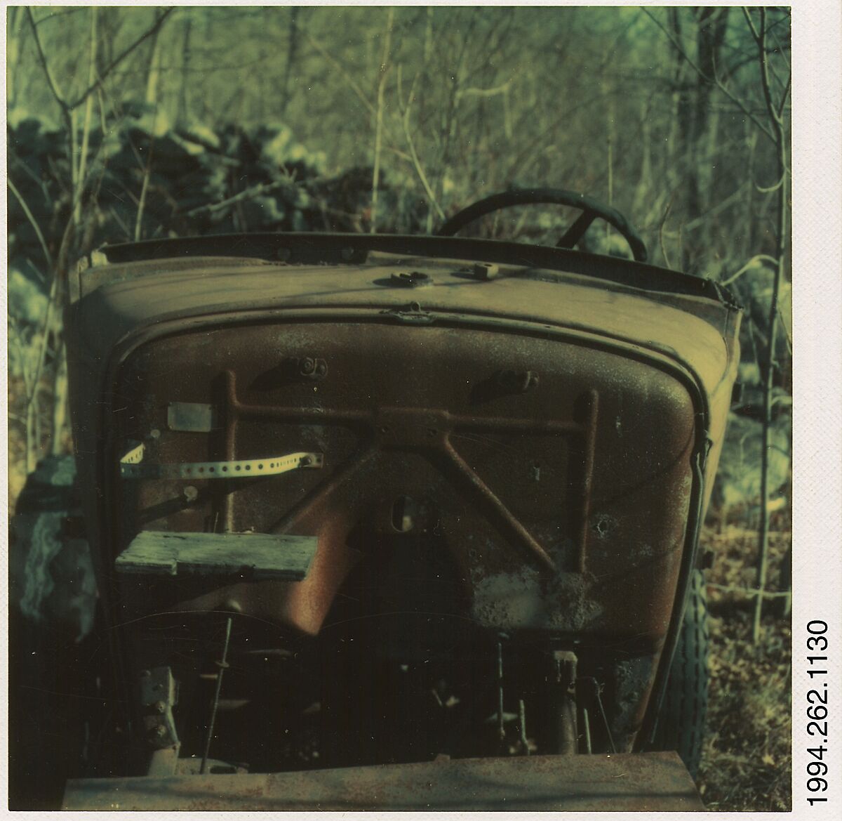 [Auto Junkyard, Old Lyme, Connecticut: Cab], Walker Evans (American, St. Louis, Missouri 1903–1975 New Haven, Connecticut), Instant internal dye diffusion transfer print (Polaroid SX-70) 