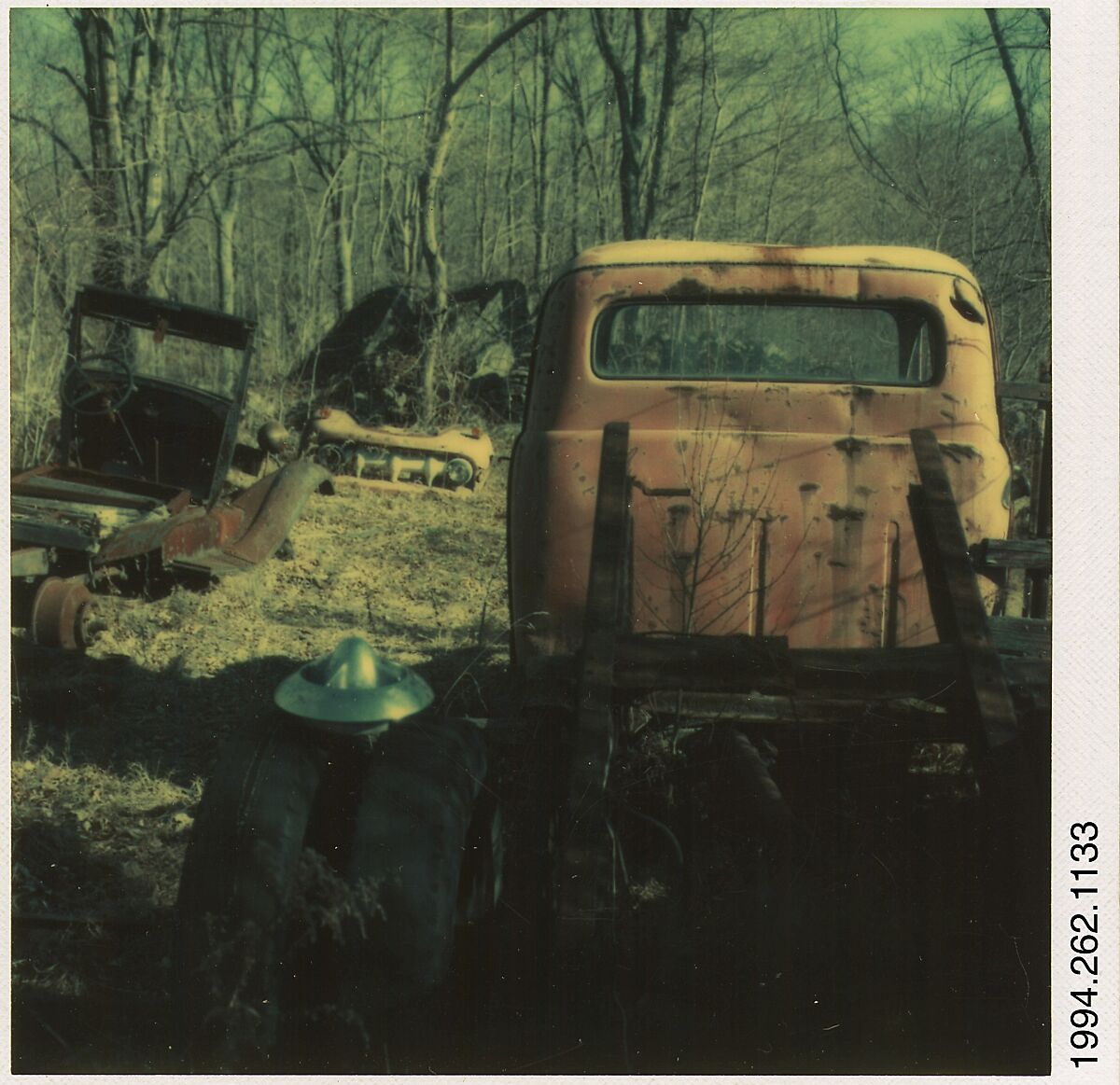 [Auto Junkyard, Old Lyme, Connecticut: Trucks], Walker Evans (American, St. Louis, Missouri 1903–1975 New Haven, Connecticut), Instant internal dye diffusion transfer print (Polaroid SX-70) 