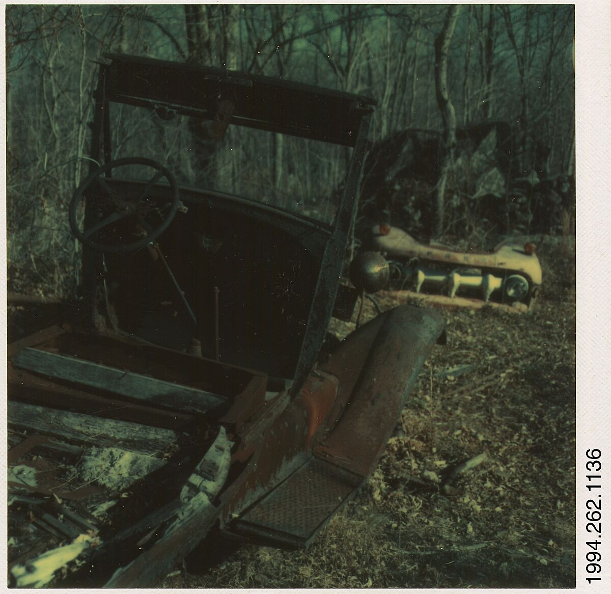[Auto Junkyard, Old Lyme, Connecticut: Truck Chassis], Walker Evans (American, St. Louis, Missouri 1903–1975 New Haven, Connecticut), Instant internal dye diffusion transfer print (Polaroid SX-70) 