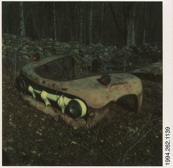 [Auto Junkyard, Old Lyme, Connecticut: Ford Truck Grill], Walker Evans (American, St. Louis, Missouri 1903–1975 New Haven, Connecticut), Instant internal dye diffusion transfer print (Polaroid SX-70) 