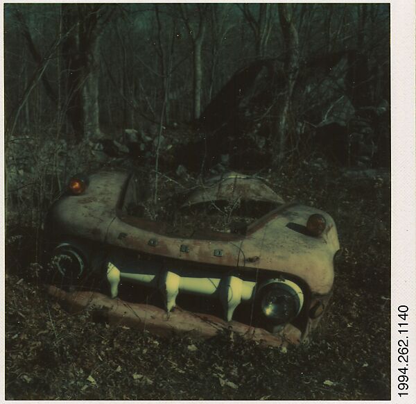 [Auto Junkyard, Old Lyme, Connecticut: Ford Truck Grill], Walker Evans (American, St. Louis, Missouri 1903–1975 New Haven, Connecticut), Instant internal dye diffusion transfer print (Polaroid SX-70) 