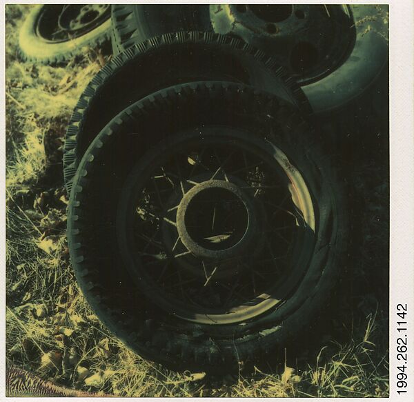 [Auto Junkyard, Old Lyme, Connecticut: Tires], Walker Evans (American, St. Louis, Missouri 1903–1975 New Haven, Connecticut), Instant internal dye diffusion transfer print (Polaroid SX-70) 