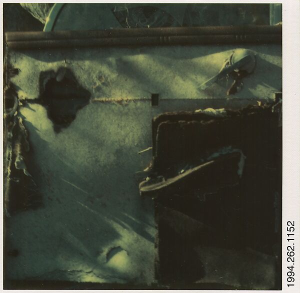 [Auto Junkyard, Old Lyme, Connecticut: Door], Walker Evans (American, St. Louis, Missouri 1903–1975 New Haven, Connecticut), Instant internal dye diffusion transfer print (Polaroid SX-70) 