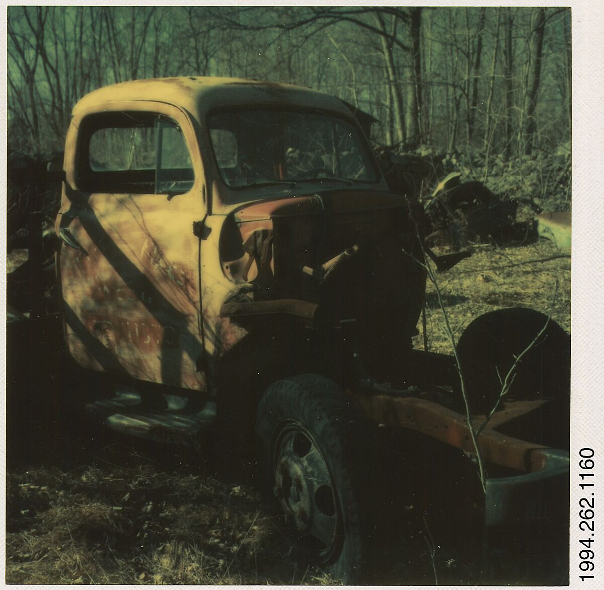 [Auto Junkyard, Old Lyme, Connecticut: Truck], Walker Evans (American, St. Louis, Missouri 1903–1975 New Haven, Connecticut), Instant internal dye diffusion transfer print (Polaroid SX-70) 