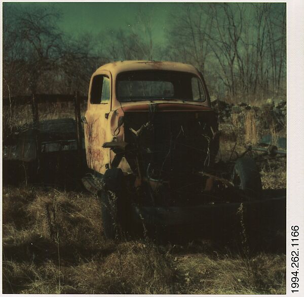 [Auto Junkyard, Old Lyme, Connecticut: Truck], Walker Evans (American, St. Louis, Missouri 1903–1975 New Haven, Connecticut), Instant internal dye diffusion transfer print (Polaroid SX-70) 