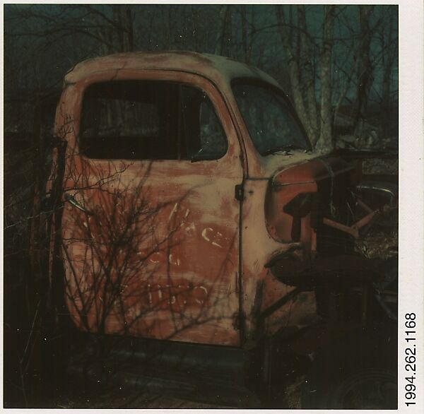 [Auto Junkyard, Old Lyme, Connecticut: Cab], Walker Evans (American, St. Louis, Missouri 1903–1975 New Haven, Connecticut), Instant internal dye diffusion transfer print (Polaroid SX-70) 