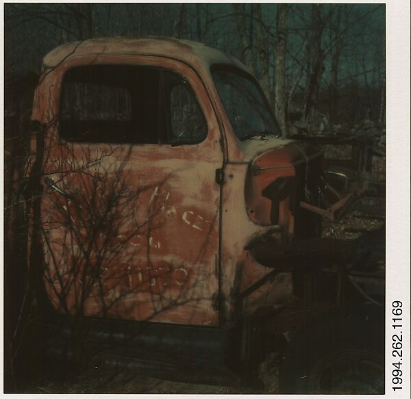 [Auto Junkyard, Old Lyme, Connecticut: Cab], Walker Evans (American, St. Louis, Missouri 1903–1975 New Haven, Connecticut), Instant internal dye diffusion transfer print (Polaroid SX-70) 