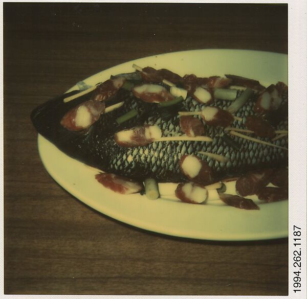 [Fish on Plate], Walker Evans (American, St. Louis, Missouri 1903–1975 New Haven, Connecticut), Instant internal dye diffusion transfer print (Polaroid SX-70) 