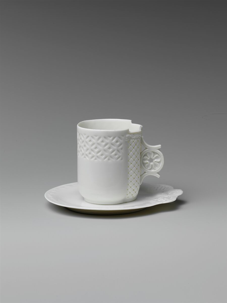 Cup and saucer, Union Porcelain Works (1863–1922), Porcelain, American 