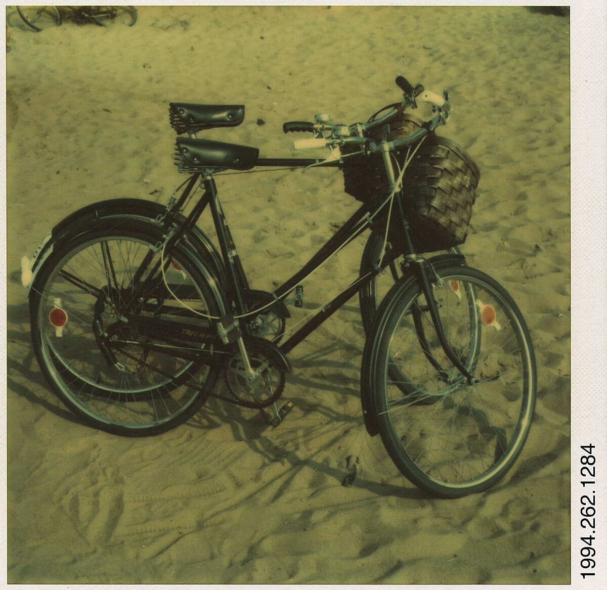 [Pair of Bicycles on the Beach, Martha's Vineyard, Massachusetts], Walker Evans (American, St. Louis, Missouri 1903–1975 New Haven, Connecticut), Instant internal dye diffusion transfer print (Polaroid SX-70) 