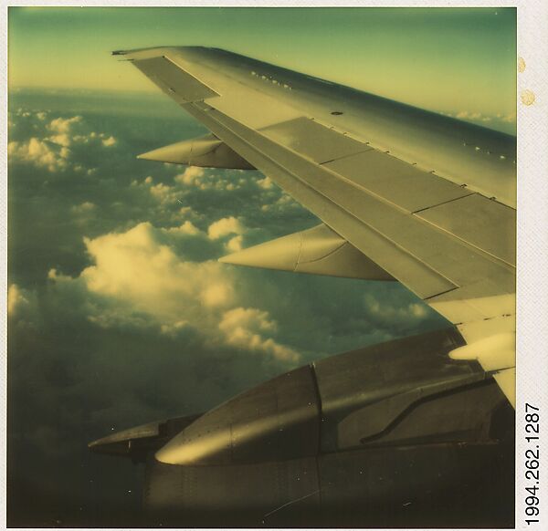 [Wing and Clouds From Plane Window], Walker Evans (American, St. Louis, Missouri 1903–1975 New Haven, Connecticut), Instant internal dye diffusion transfer print (Polaroid SX-70) 