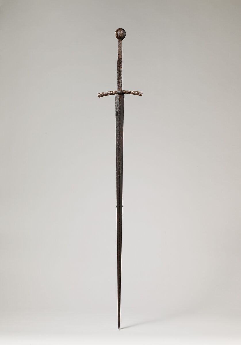 Hand-and-a-Half Sword, Steel, copper alloy, probably German 