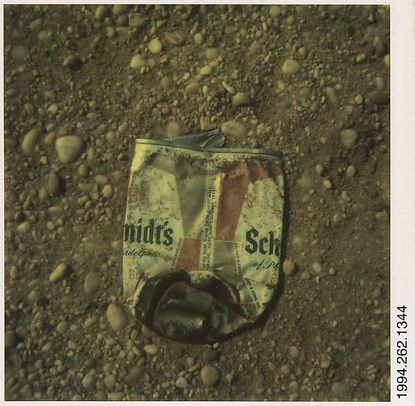 [Crushed Can: Schmidt's], Walker Evans (American, St. Louis, Missouri 1903–1975 New Haven, Connecticut), Instant internal dye diffusion transfer print (Polaroid SX-70) 