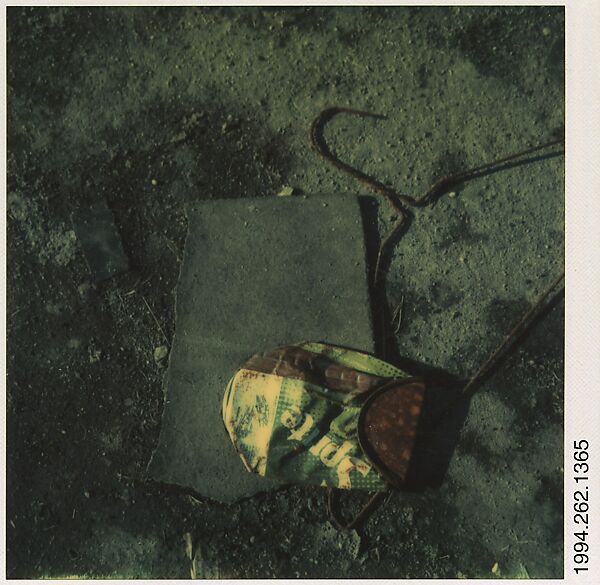 [Trash: Crushed Sprite Can with Wire Hanger], Walker Evans (American, St. Louis, Missouri 1903–1975 New Haven, Connecticut), Instant internal dye diffusion transfer print (Polaroid SX-70) 